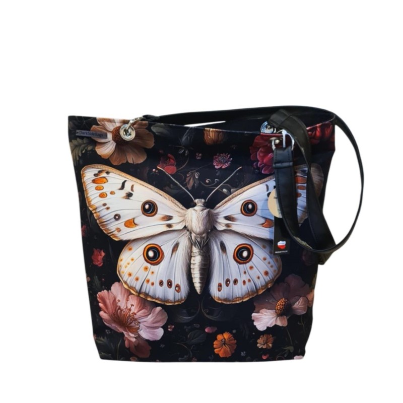 Duża torba na ramię z  nocnym motylem.