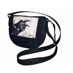 Mała torebka listonoszka z grafiką kruka