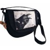 Mała torebka listonoszka z grafiką kruka