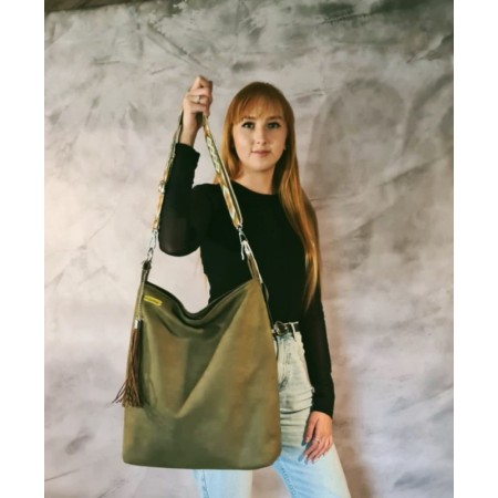 Zielona torba worek boho