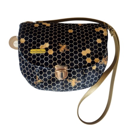 Torebka welurowa w pszczoły w stylu glamour
