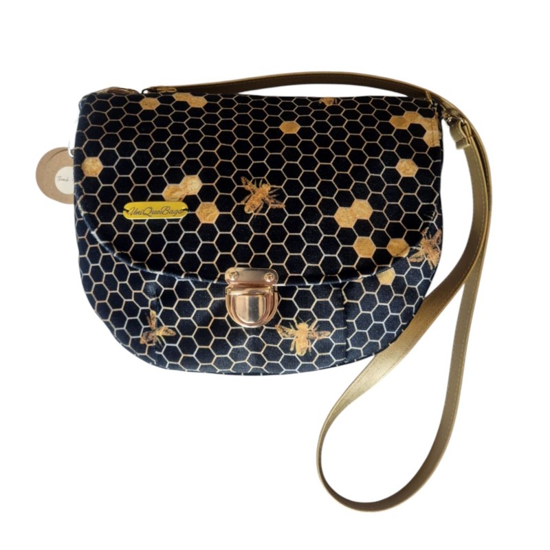 Torebka welurowa w pszczoły w stylu glamour