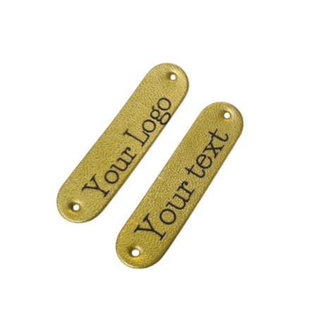 Personalizowane złote metki z eko- skóry z Twoim logo