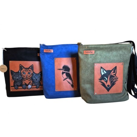 Torebka handmade z zimorodkiem grawer