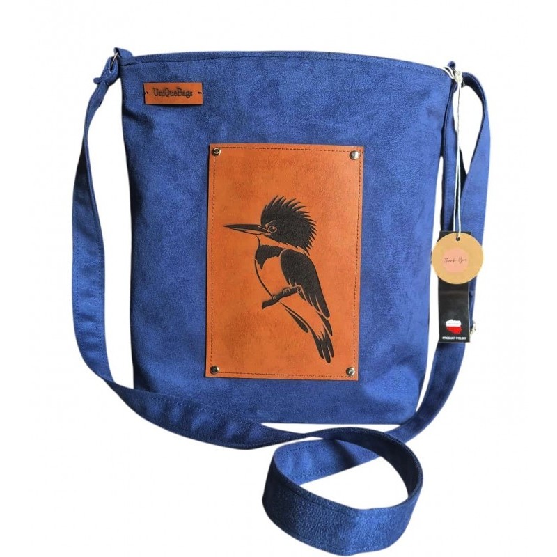 Torebka handmade z zimorodkiem grawer