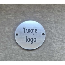 Okrągłe srebrne metalowe metki personalizowane