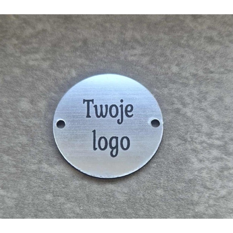 Okrągłe srebrne metalowe metki personalizowane