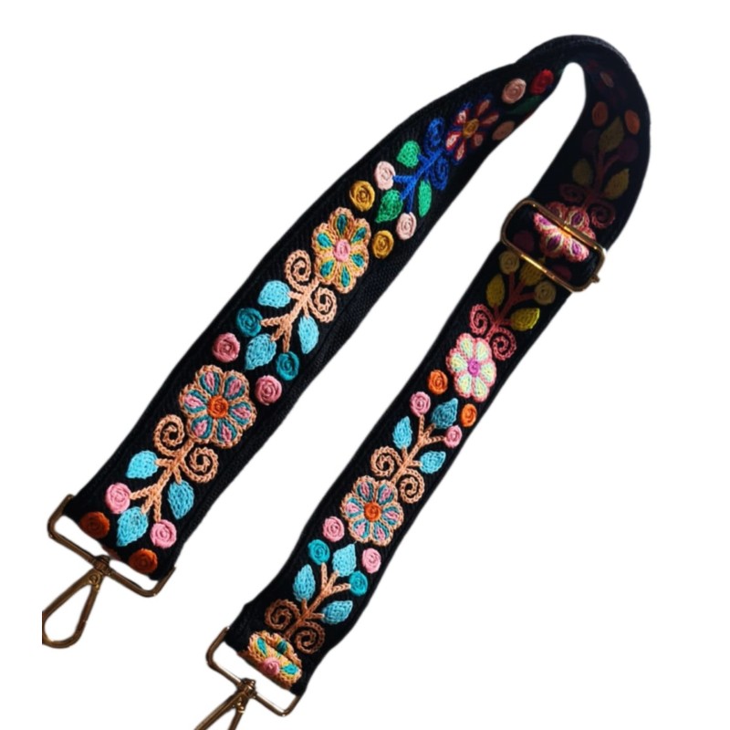 Haftowany szeroki pasek w stylu hippie