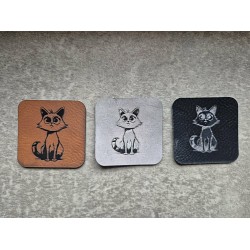 Metki z kotem naszywki grawerowane 3szt