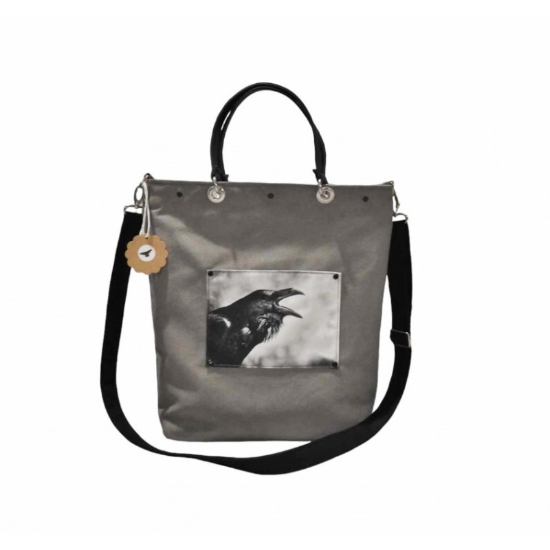 Torebka na ramię shopper z krukiem