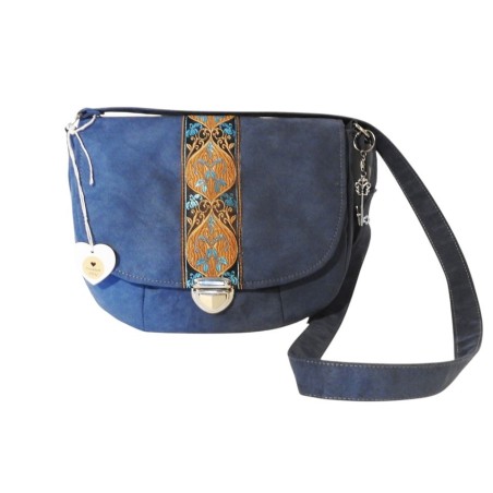 Niewielka granatowa listonoszka retro boho